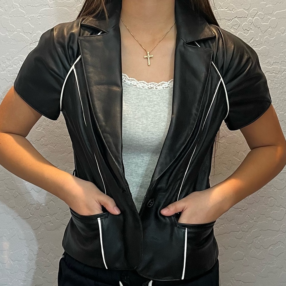 Bebe Leather Top. Size Small.